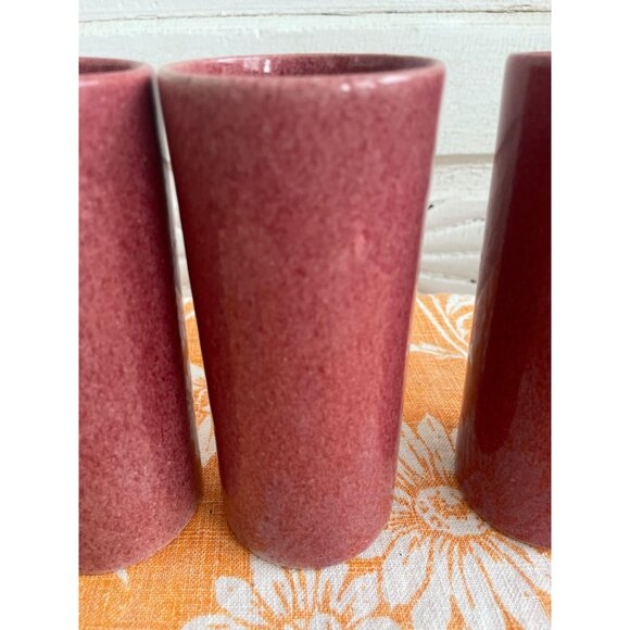 Vintage MCM Dryden Art Pottery Tumbler Glasses set of 4 Rose Mauve - Picture 6 of 8